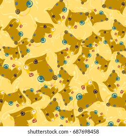 New colorful seamless pattern with doodle heart.