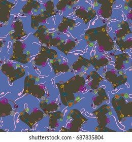 New colorful seamless pattern with doodle heart.