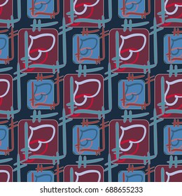 New colorful seamless pattern with doodle heart.