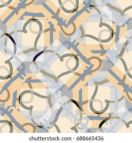 New colorful seamless pattern with doodle heart.
