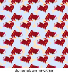 New colorful seamless pattern with doodle heart.