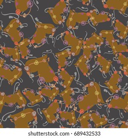 New colorful seamless pattern with doodle heart.