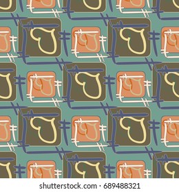 New colorful seamless pattern with doodle heart.