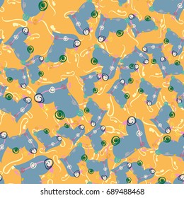 New colorful seamless pattern with doodle heart.
