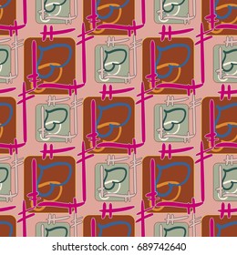 New colorful seamless pattern with doodle heart.