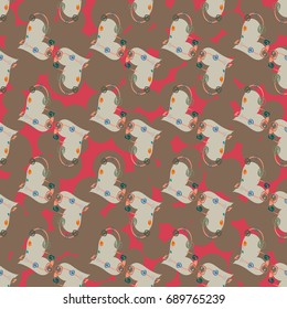 New colorful seamless pattern with doodle heart.