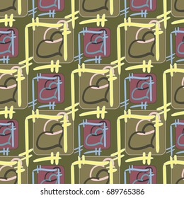 New colorful seamless pattern with doodle heart.