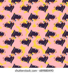 New colorful seamless pattern with doodle heart.