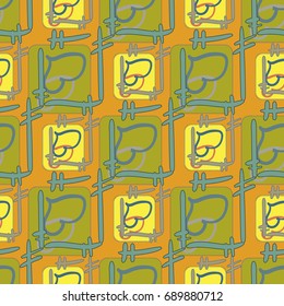 New colorful seamless pattern with doodle heart.