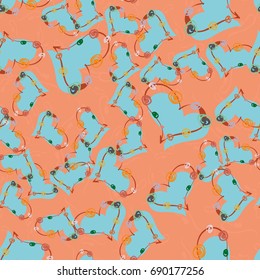 New colorful seamless pattern with doodle heart.