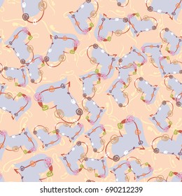 New colorful seamless pattern with doodle heart.