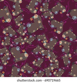 New colorful seamless pattern with doodle heart.