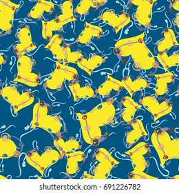 New colorful seamless pattern with doodle heart.