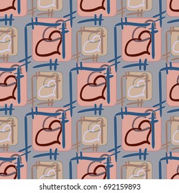 New colorful seamless pattern with doodle heart.
