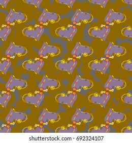 New colorful seamless pattern with doodle heart.