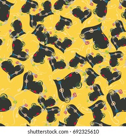 New colorful seamless pattern with doodle heart.