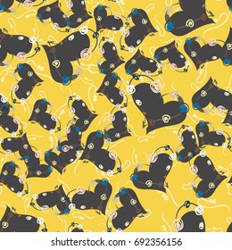 New colorful seamless pattern with doodle heart.