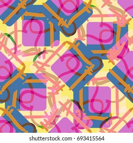 New colorful seamless pattern with doodle heart.