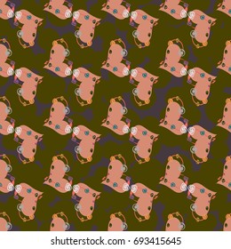 New colorful seamless pattern with doodle heart.