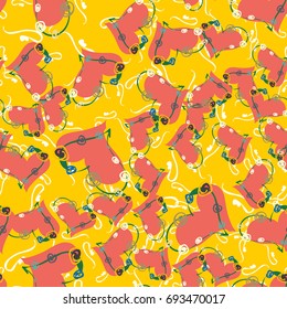 New colorful seamless pattern with doodle heart.
