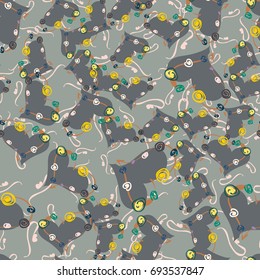 New colorful seamless pattern with doodle heart.