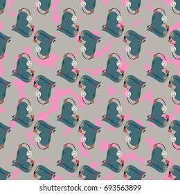 New colorful seamless pattern with doodle heart.