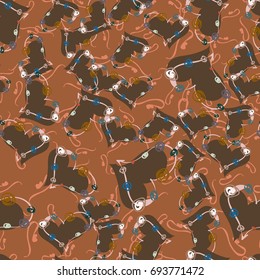 New colorful seamless pattern with doodle heart.