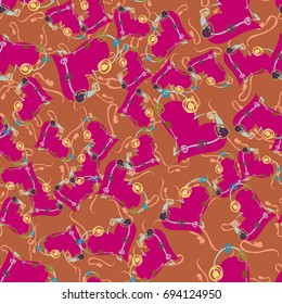 New colorful seamless pattern with doodle heart.