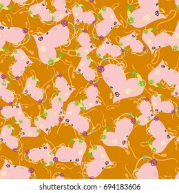 New colorful seamless pattern with doodle heart.