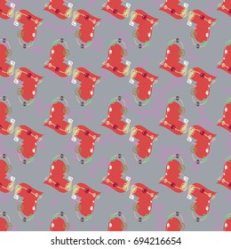 New colorful seamless pattern with doodle heart.