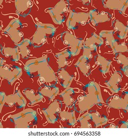 New colorful seamless pattern with doodle heart.
