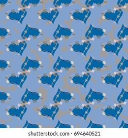 New colorful seamless pattern with doodle heart.