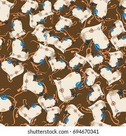 New colorful seamless pattern with doodle heart.
