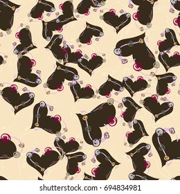 New colorful seamless pattern with doodle heart.