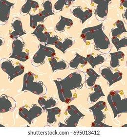 New colorful seamless pattern with doodle heart.