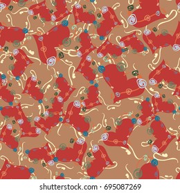 New colorful seamless pattern with doodle heart.