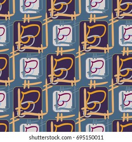 New colorful seamless pattern with doodle heart.