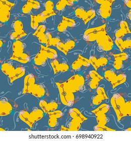 New colorful seamless pattern with doodle heart.