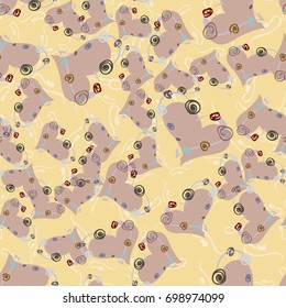 New colorful seamless pattern with doodle heart.
