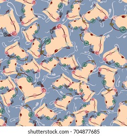 New colorful seamless pattern with doodle heart.