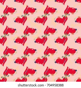 New colorful seamless pattern with doodle heart.