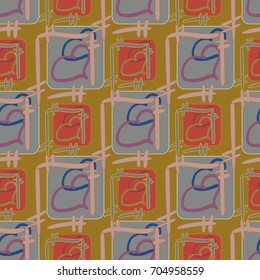 New colorful seamless pattern with doodle heart.