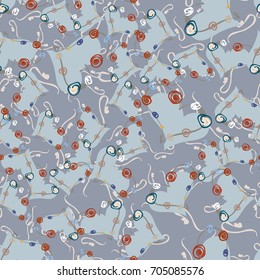 New colorful seamless pattern with doodle heart.