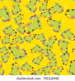 New colorful seamless pattern with doodle heart.