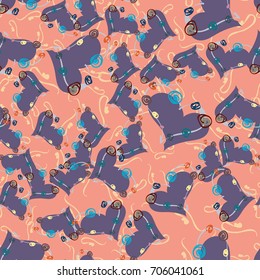 New colorful seamless pattern with doodle heart.