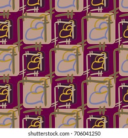 New colorful seamless pattern with doodle heart.