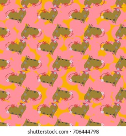 New colorful seamless pattern with doodle heart.
