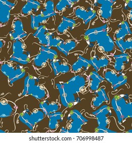 New colorful seamless pattern with doodle heart.