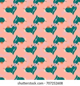 New colorful seamless pattern with doodle heart.