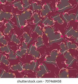 New colorful seamless pattern with doodle heart.